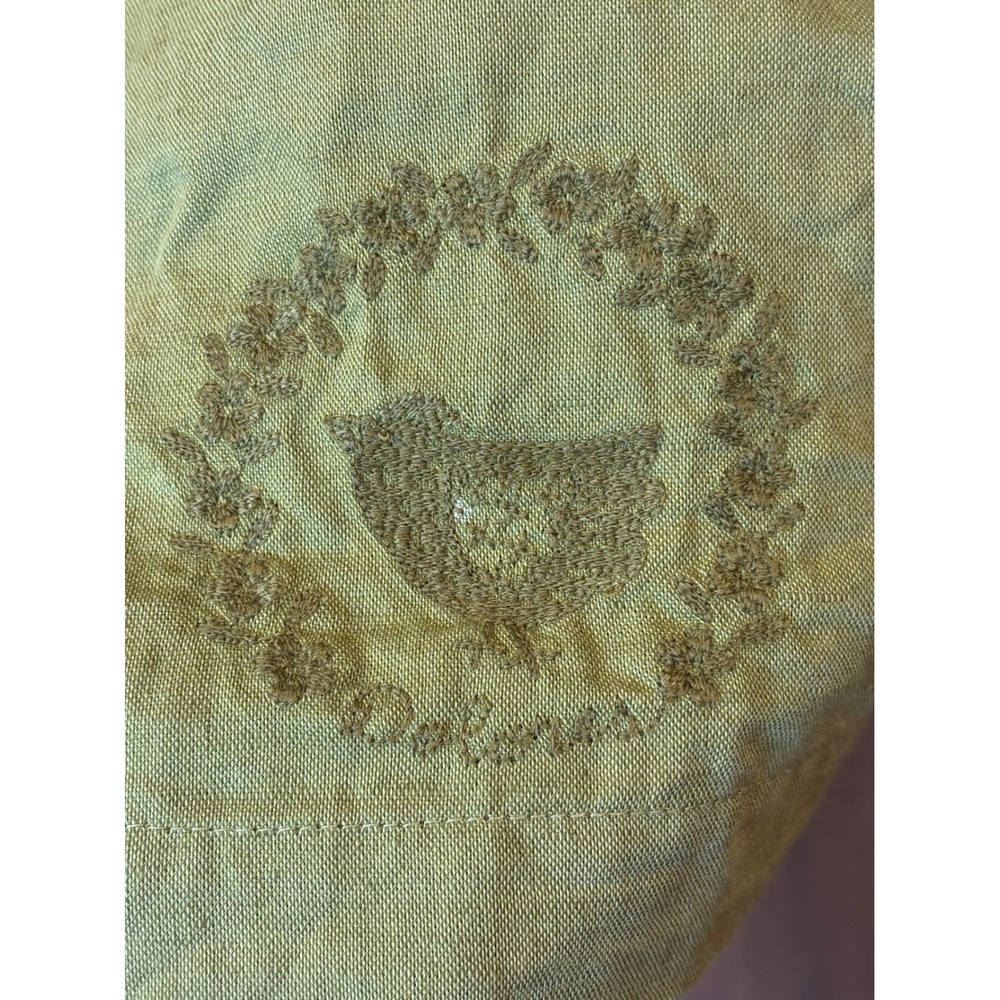 GUDRUN SJODEN Chartreuse Green Linen cotton Embroidered Drop Waist Dress S - Picture 4 of 7